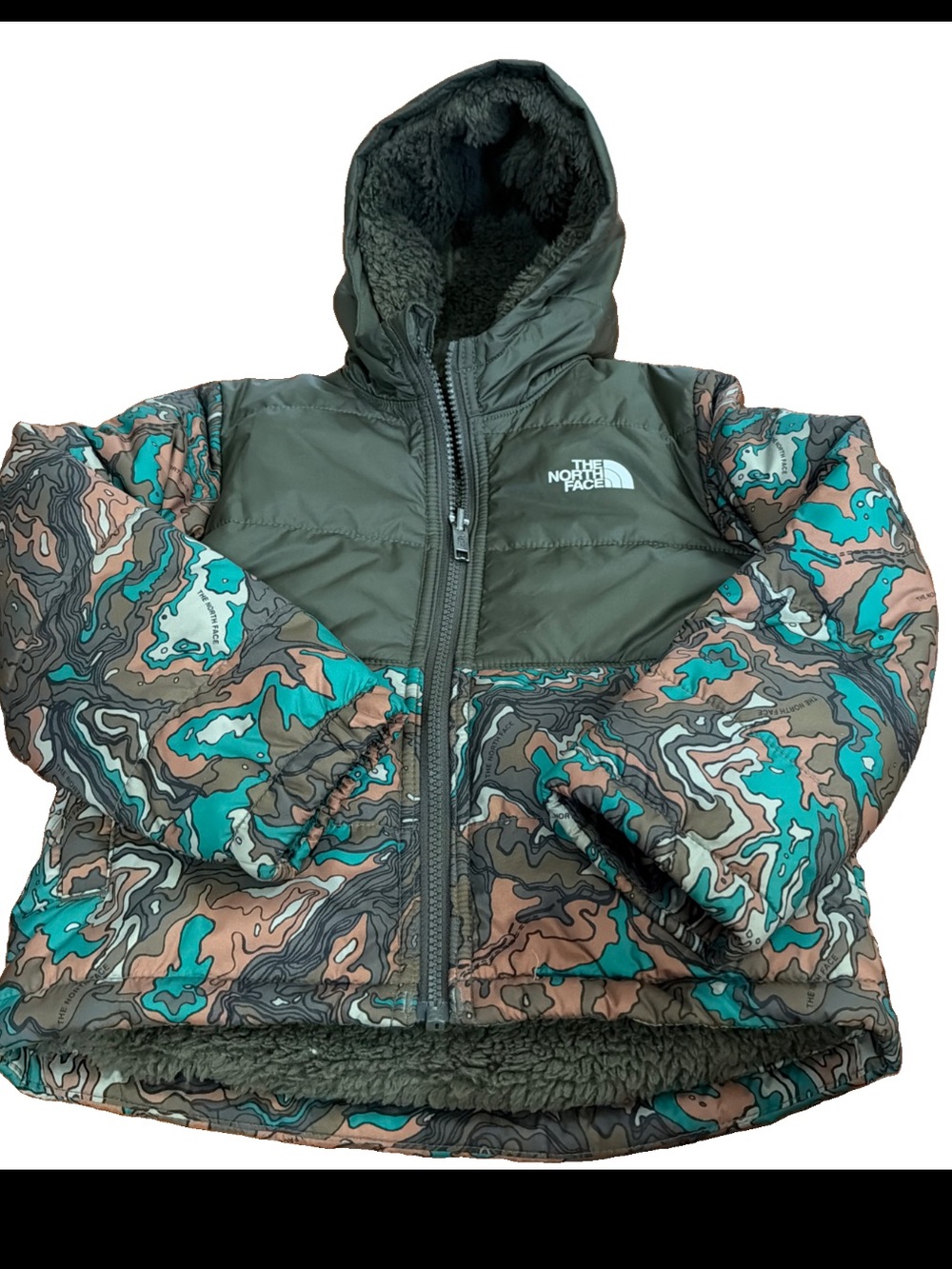 The North Face Coat Toddler 4T Taupe Green Terrain Reversible Mount Chimbo